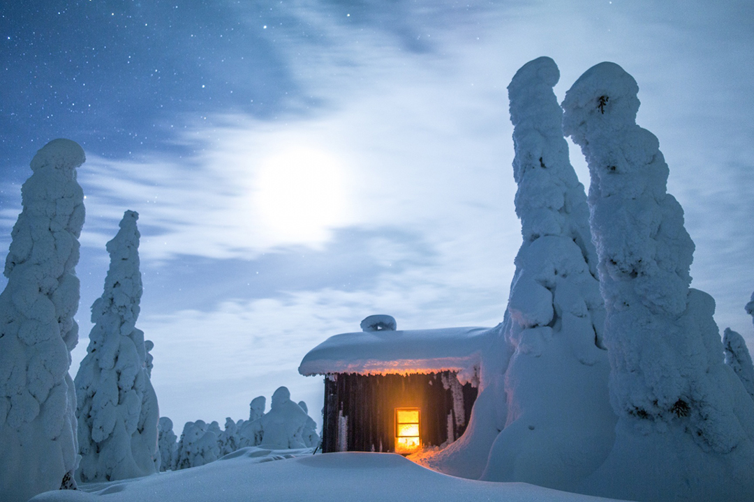 cabaña silvestre invierno finlandés nevado Nieve